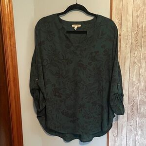 Maurices Dark Green Floral Blouse